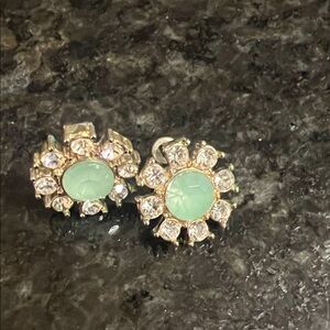 Elegant Gold and Green Stud Earrings